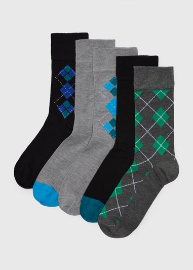 Flexi Top 5 Pack Multicolour Argyle Socks
