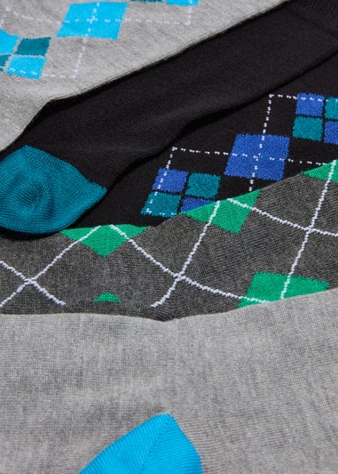 Flexi Top 5 Pack Multicolour Argyle Socks
