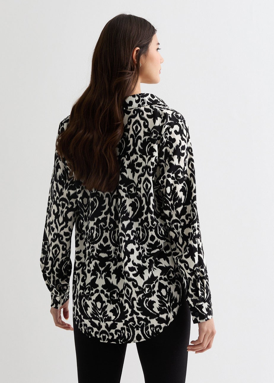 Gini London Mono Ikat Print Loose Fit Shirt
