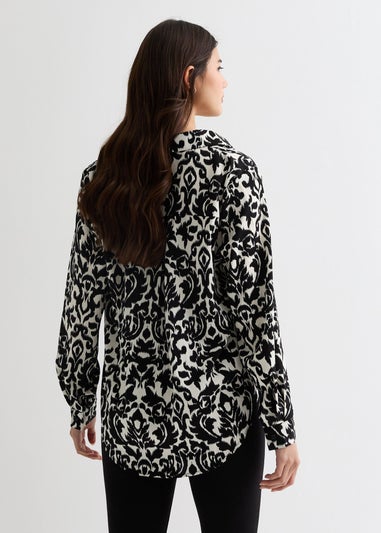 Gini London Mono Ikat Print Loose Fit Shirt