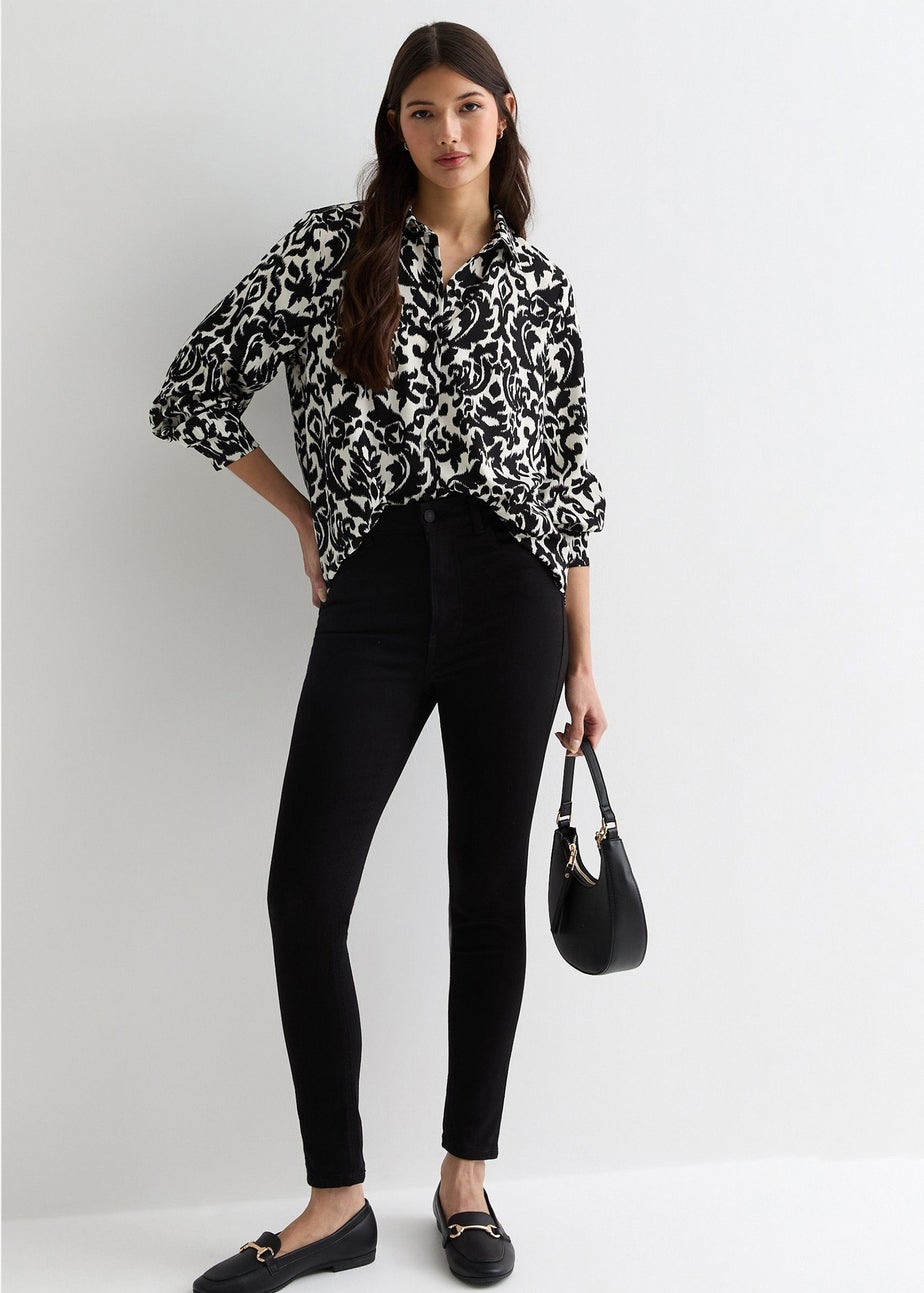 Gini London Mono Ikat Print Loose Fit Shirt