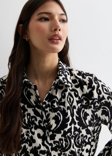 Gini London Mono Ikat Print Loose Fit Shirt