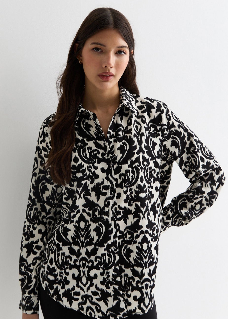 Gini London Mono Ikat Print Loose Fit Shirt