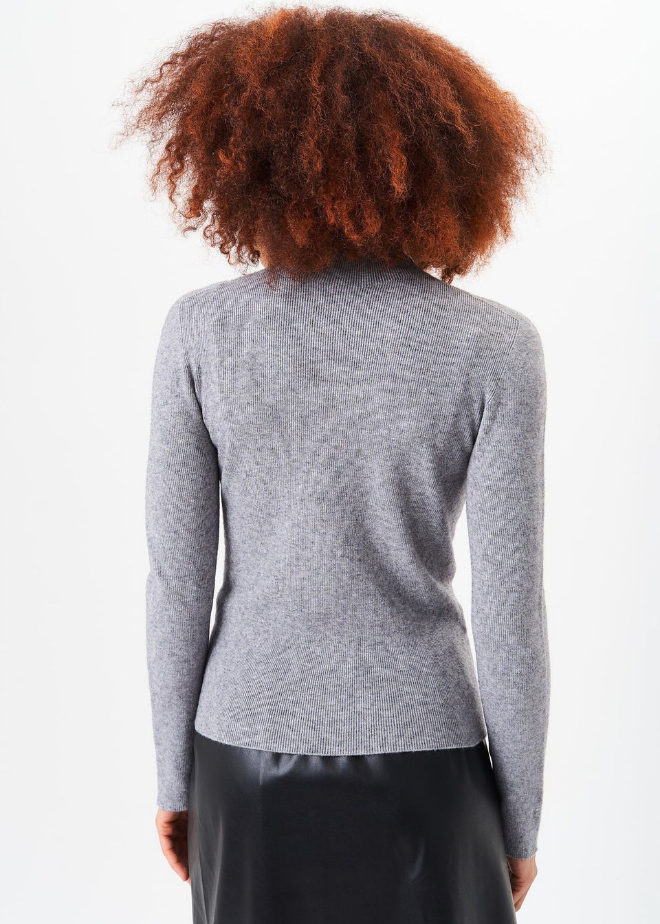 Gini London Grey High Neck Fine Knit Jumper