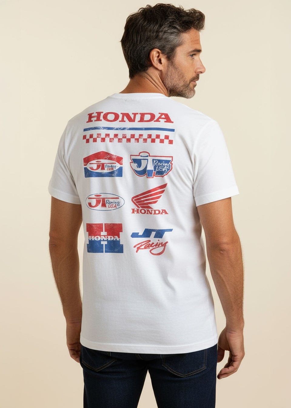 Honda White Logo Stack T-Shirt