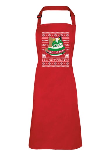 Squishmallows Feline Festive Christmas Red Apron