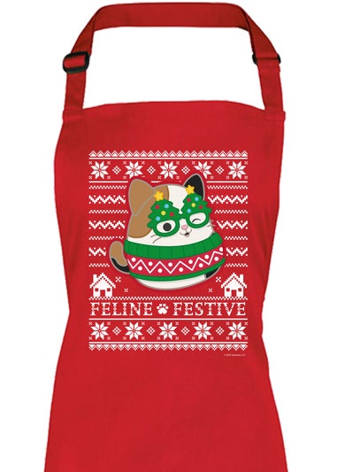 Squishmallows Feline Festive Christmas Red Apron