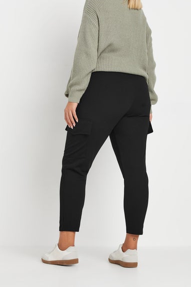 Yours Curve Black Tailored Scuba Cargo Trousers