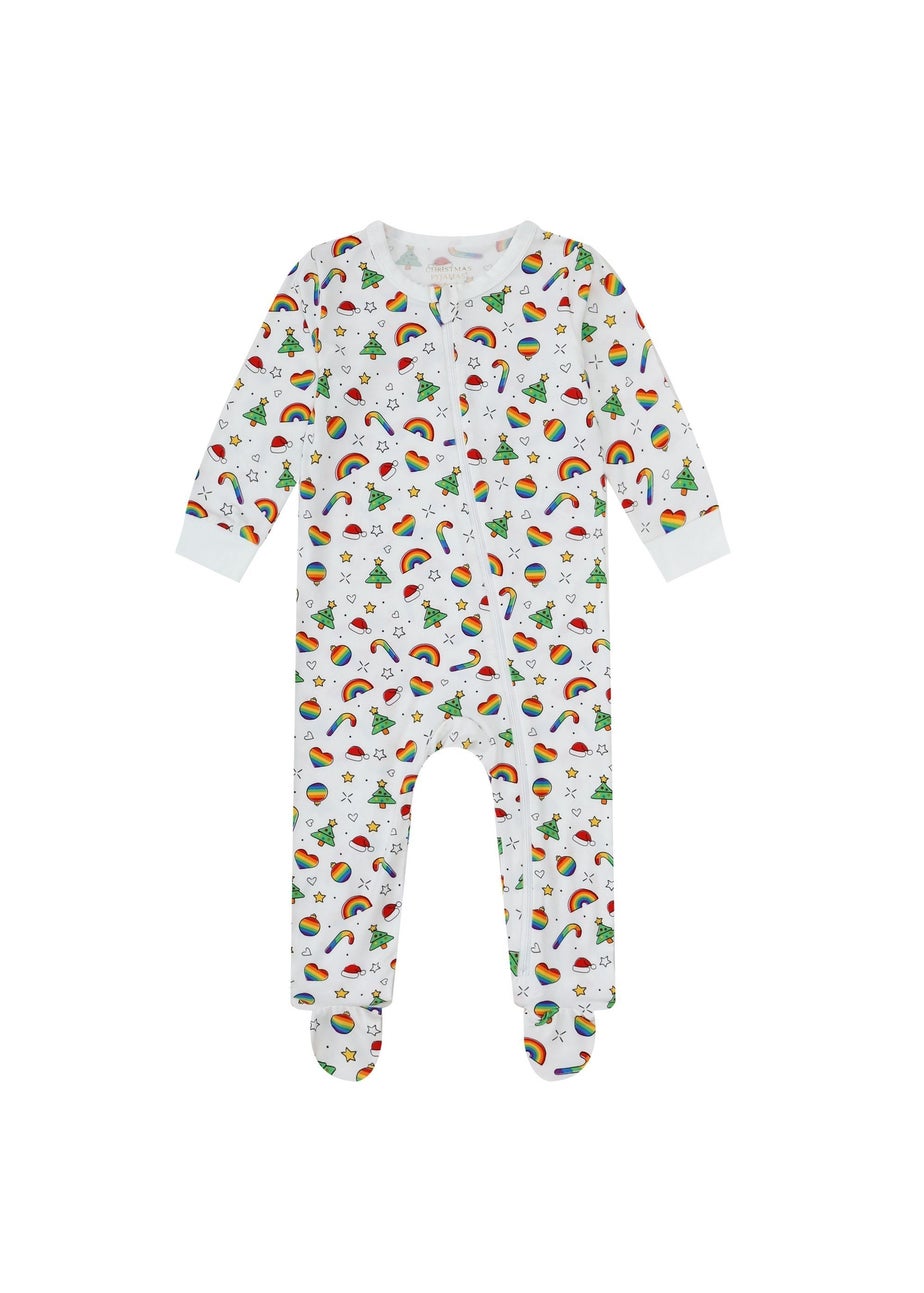 My Christmas Pyjamas White Christmas Full Of Pride Baby's One-Piece Matching Pyjama Sleepsuit (0m-18m)