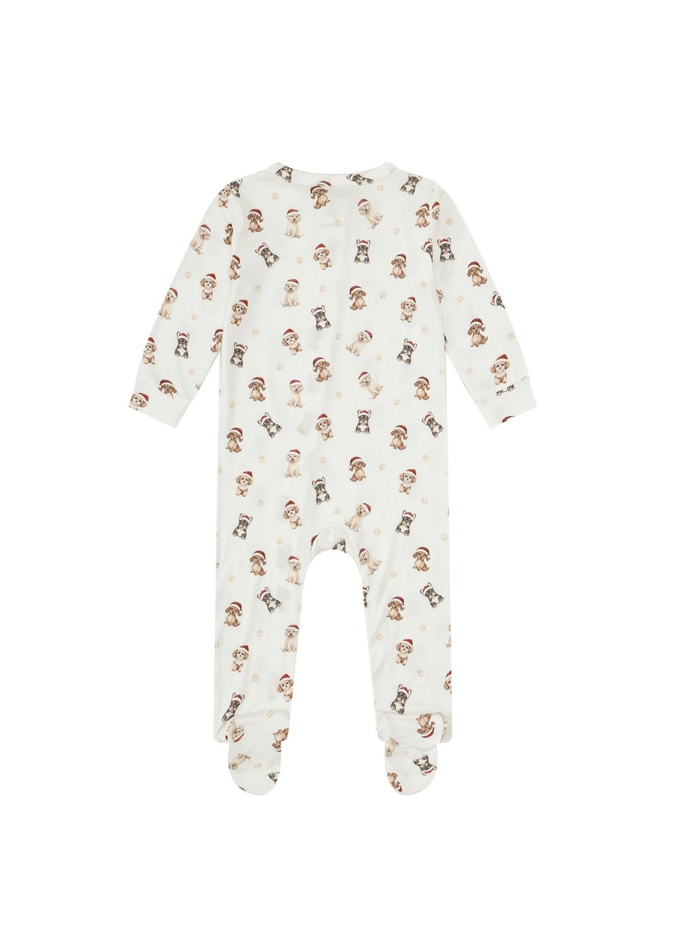 My Christmas Pyjamas Cream Santa Paws Baby's One-Piece Matching Pyjama Sleepsuit (0m-18m)