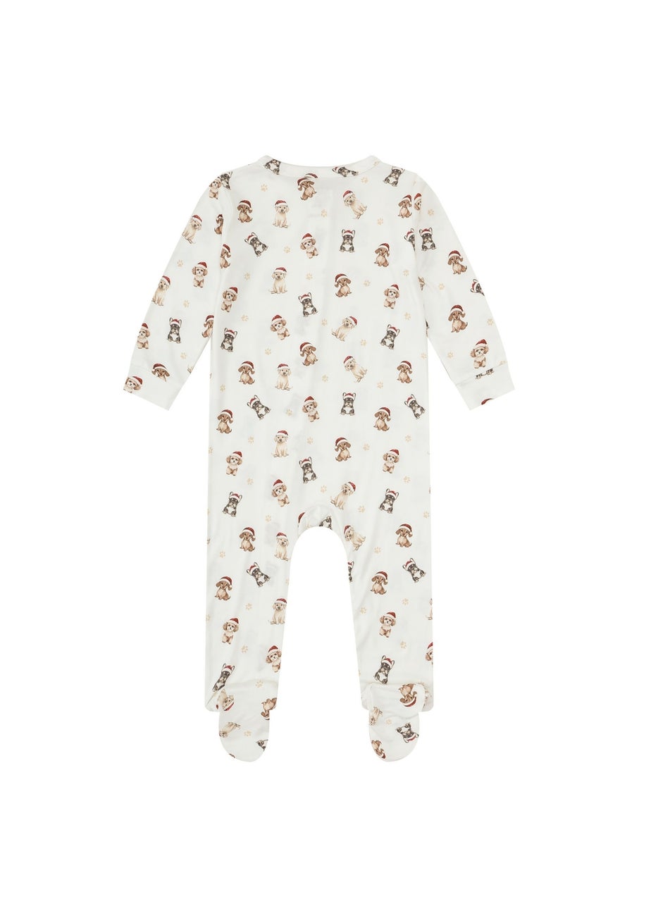 My Christmas Pyjamas Cream Santa Paws Baby's One-Piece Matching Pyjama Sleepsuit (0m-18m)