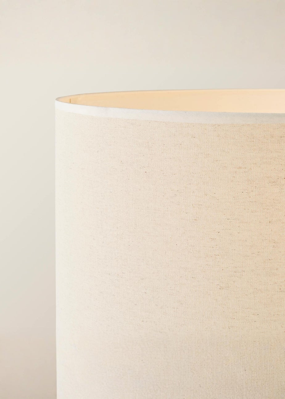 ValueLights Hiru Natural 3 Tier Shelf Floor Lamp with White Trim Linen Shade