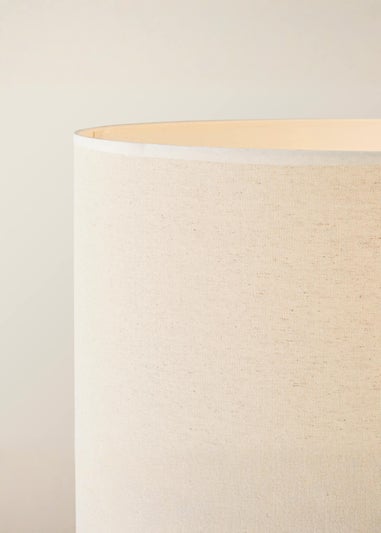 ValueLights Hiru Natural 3 Tier Shelf Floor Lamp with White Trim Linen Shade