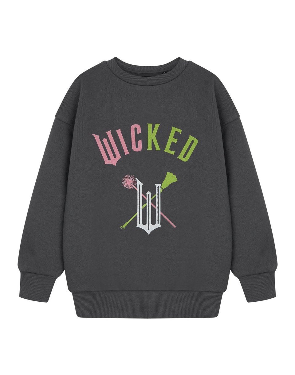 Vanilla Underground Wicked Kids Broom & Wands Grey Sweatshirt