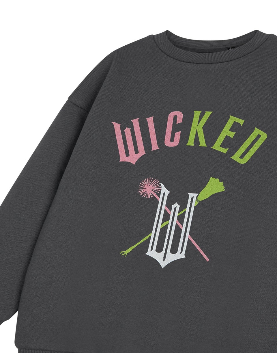 Vanilla Underground Wicked Kids Broom & Wands Grey Sweatshirt