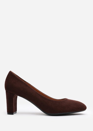 Where's That From Livia Brown Suede Mid Block Heel