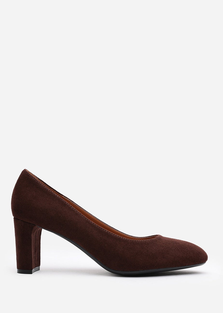 Where's That From Livia Brown Suede Mid Block Heel