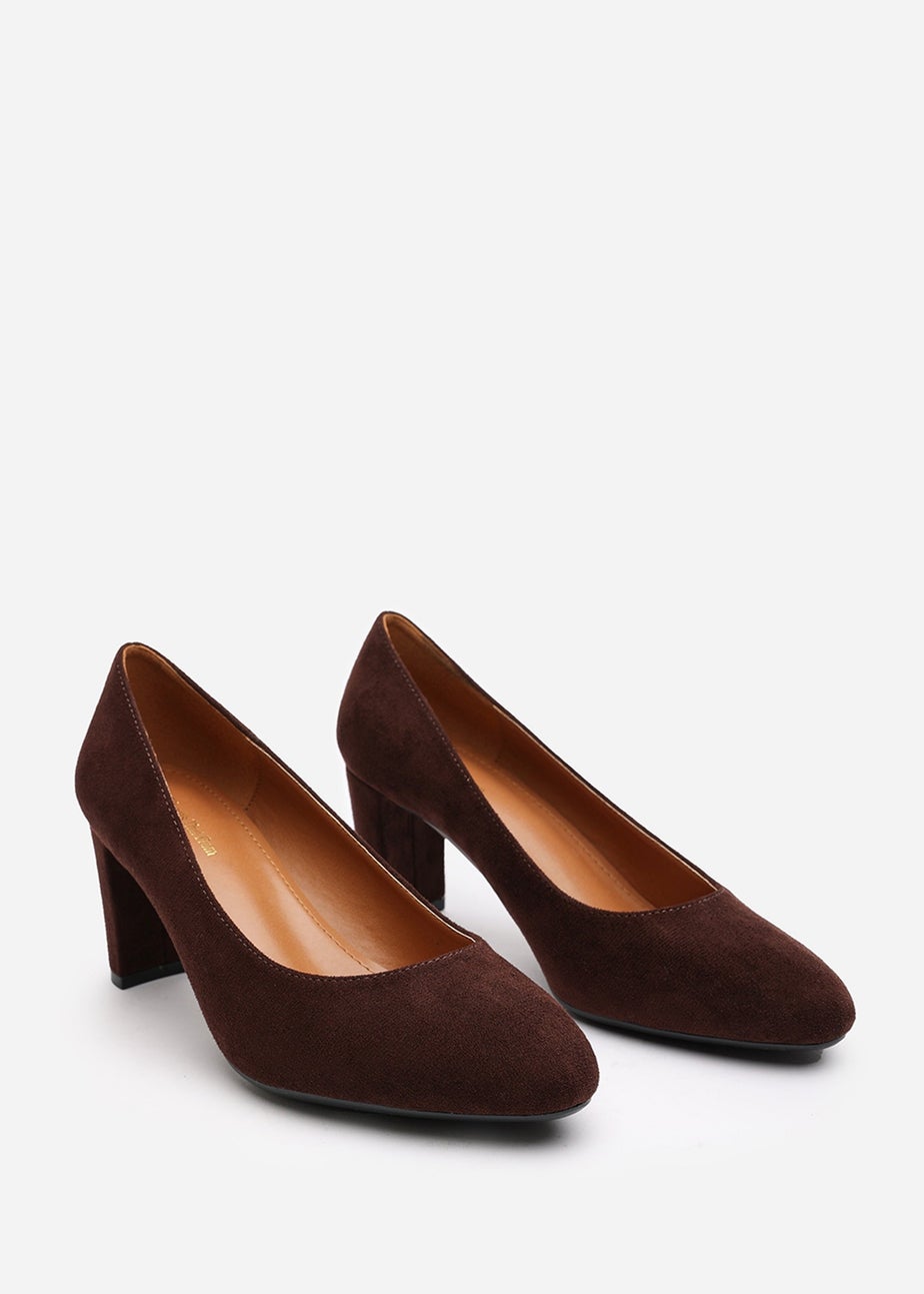 Where's That From Livia Brown Suede Mid Block Heel