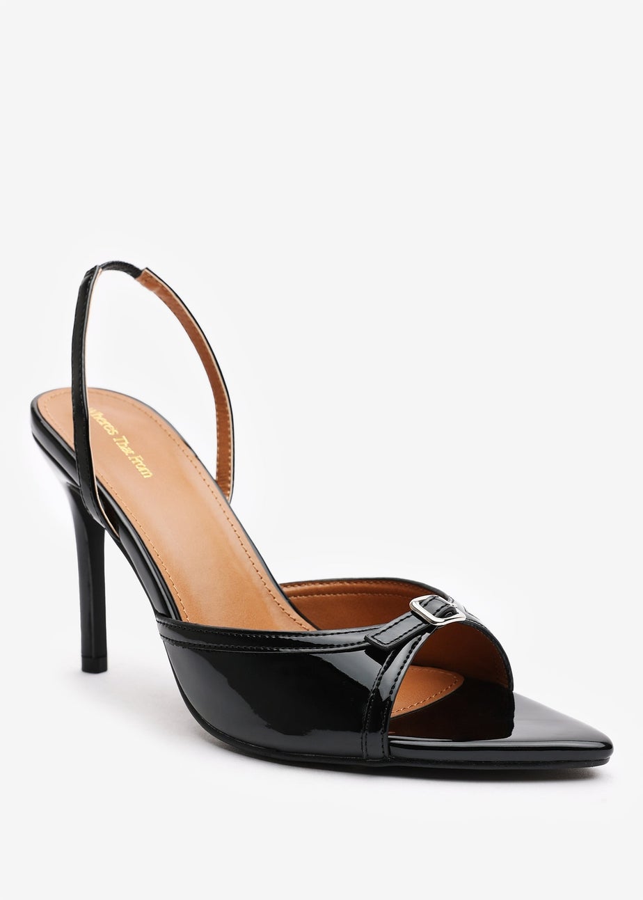 Where's That From Odette Black Patent Slingback Heels