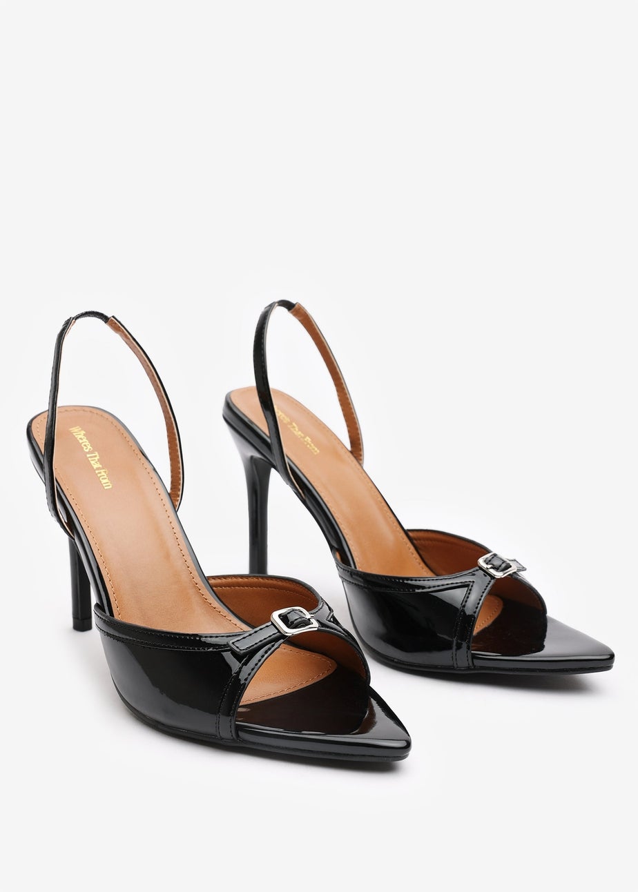 Where's That From Odette Black Patent Wide-Fit Slingback Heels