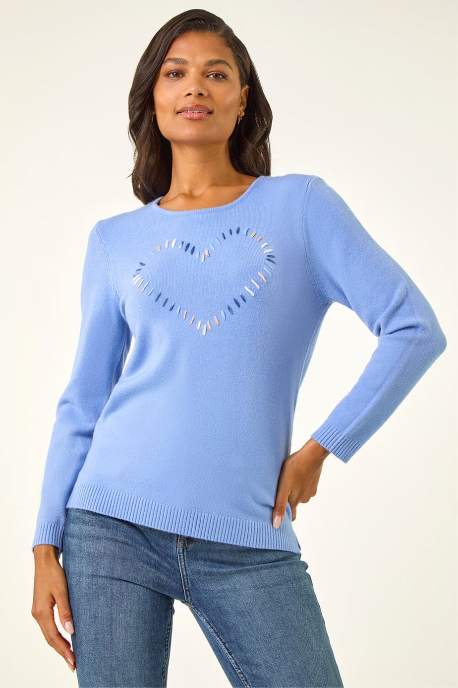 Roman Blue Stitch Heart Knit Jumper