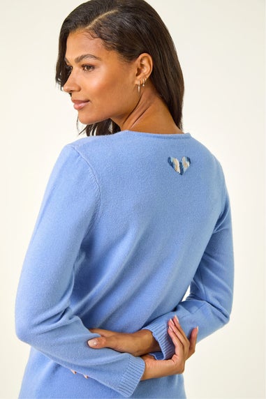 Roman Blue Stitch Heart Knit Jumper