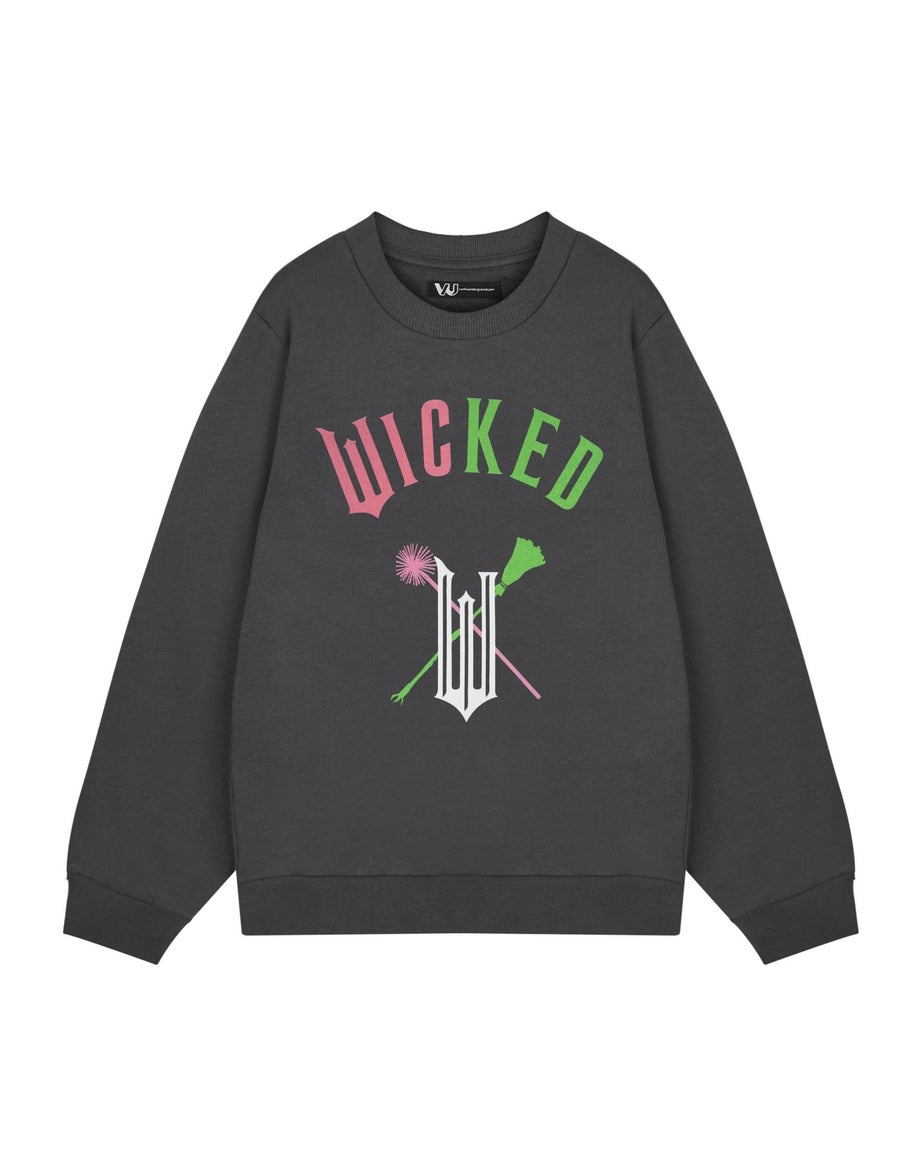 Vanilla Underground Wicked Adults Broom & Wands Grey Sweatshirt