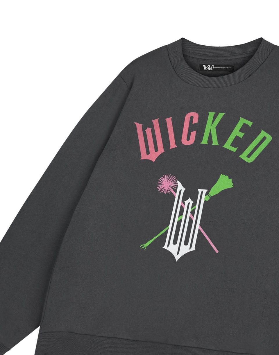 Vanilla Underground Wicked Adults Broom & Wands Grey Sweatshirt