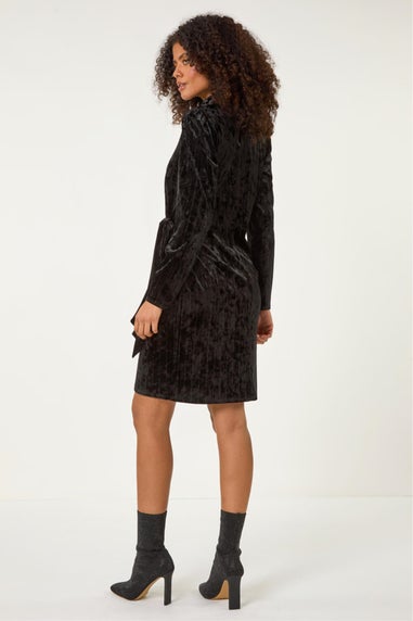 Dusk Black Velvet High Neck Stud Bodycon Dress
