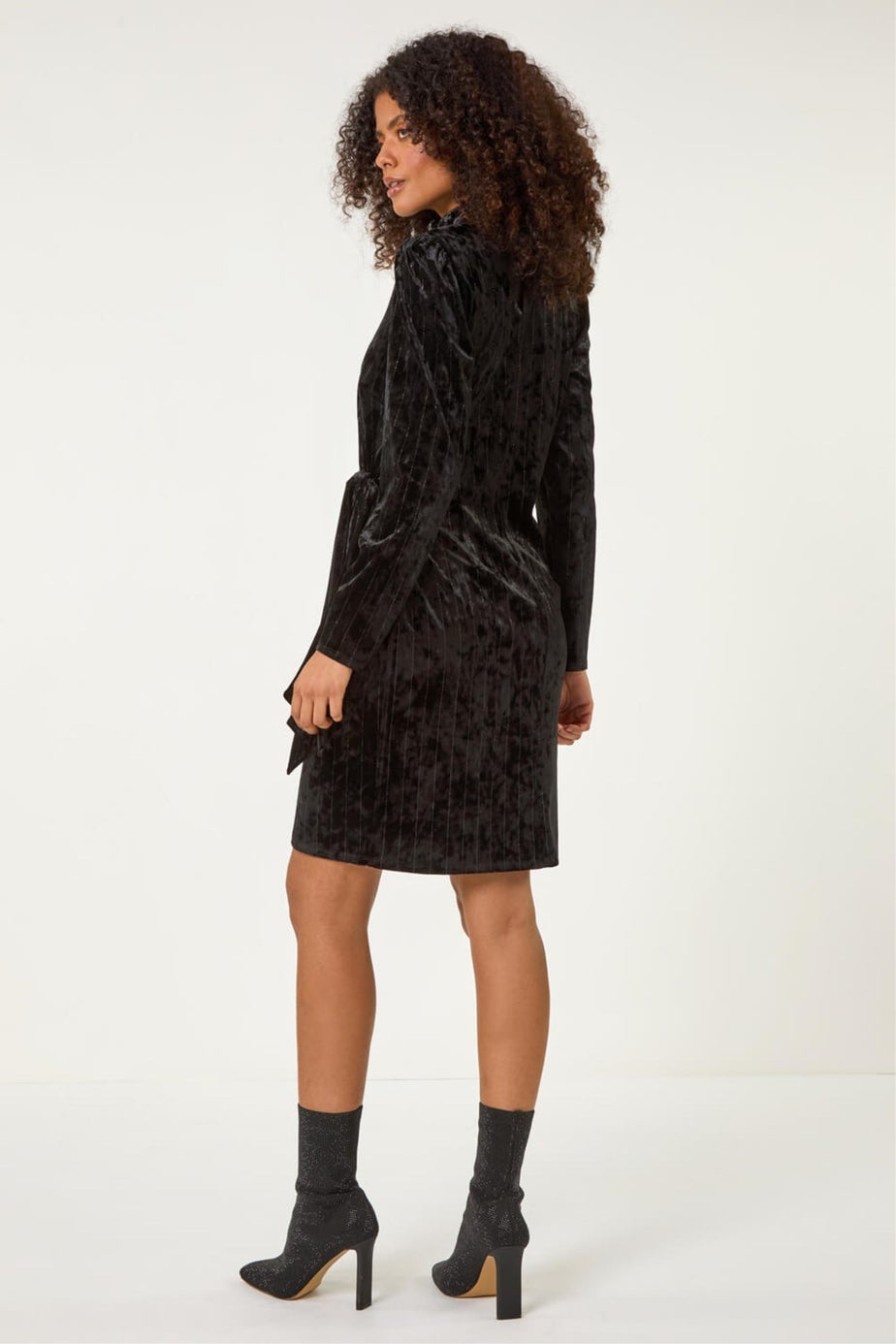 Dusk Black Velvet High Neck Stud Bodycon Dress