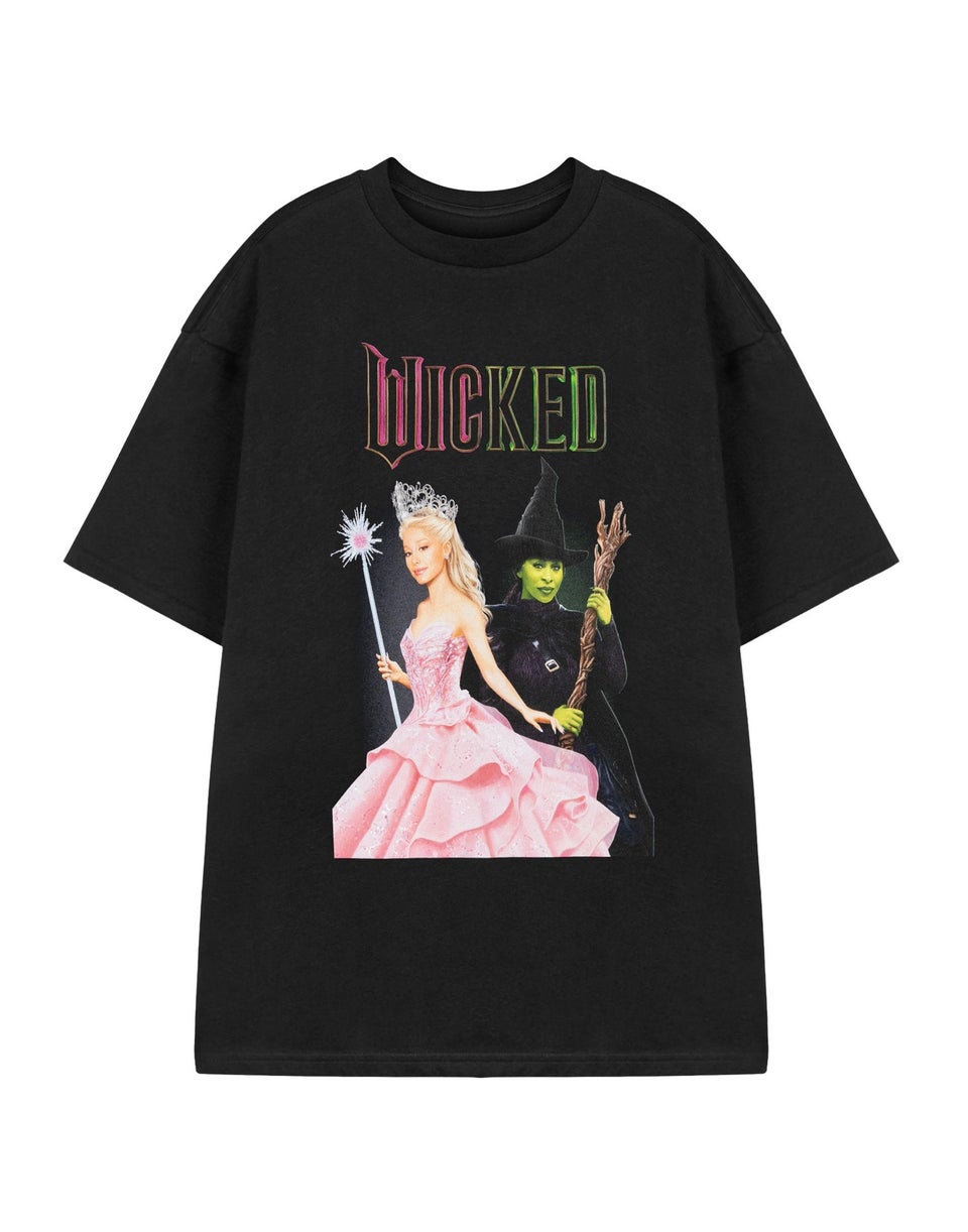Vanilla Underground Wicked Adults Glinda & Elphaba Black T-Shirt