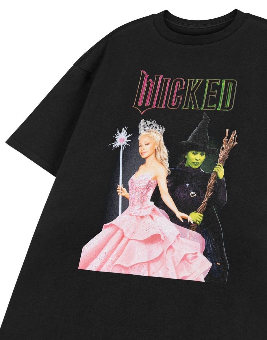 Vanilla Underground Wicked Adults Glinda & Elphaba Black T-Shirt