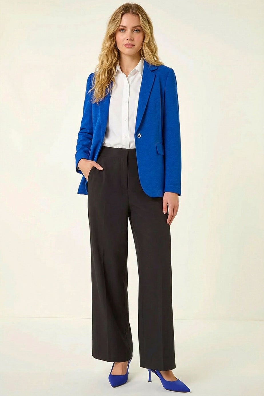 Roman Royal Blue Textured Pocket Stretch Jacket