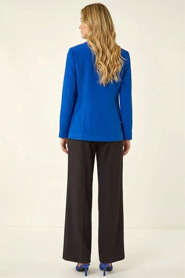 Roman Royal Blue Textured Pocket Stretch Jacket