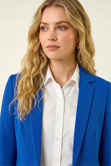 Roman Royal Blue Textured Pocket Stretch Jacket