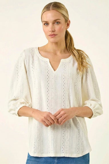 Roman Ivory Broderie Detail Tunic Top