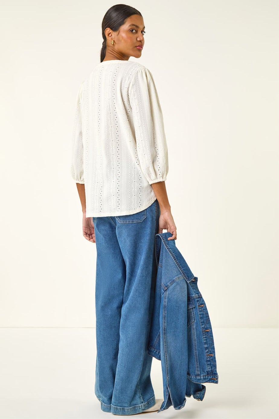 Roman Ivory Broderie Detail Tunic Top