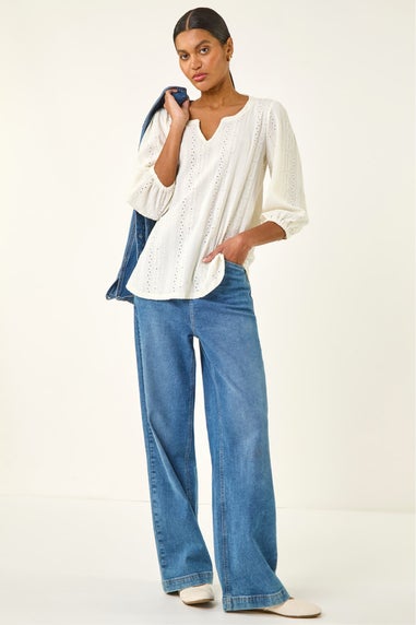 Roman Ivory Broderie Detail Tunic Top