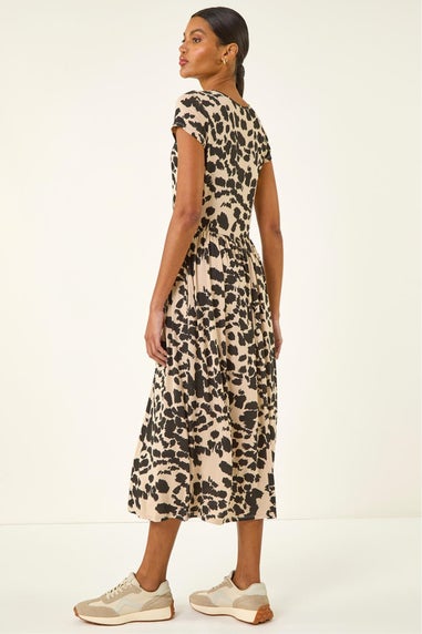 Roman Stone Abstract Print Stretch Midi Dress