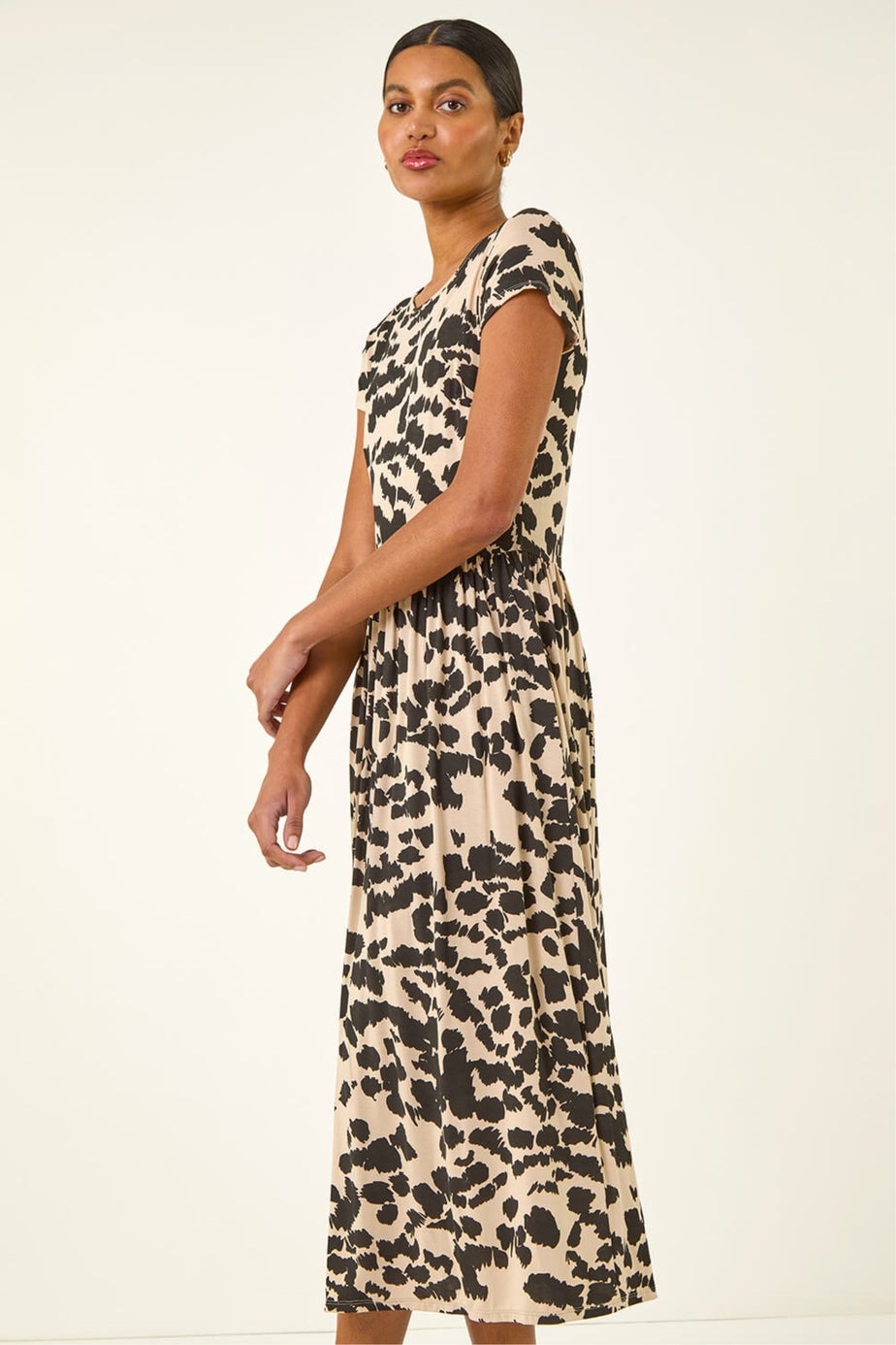 Roman Stone Abstract Print Stretch Midi Dress