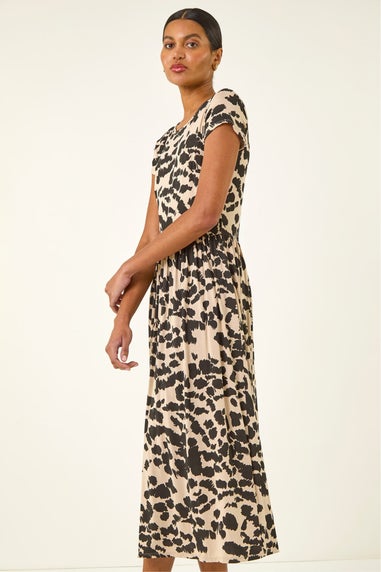 Roman Stone Abstract Print Stretch Midi Dress