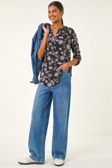 Roman Pink Floral Textured Puff Print Shirt