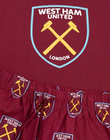 Vanilla Underground West Ham United Logo Red Short Sleeve Long Leg Pyjama Set