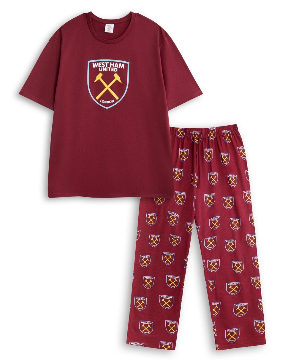 Vanilla Underground West Ham United Logo Red Short Sleeve Long Leg Pyjama Set