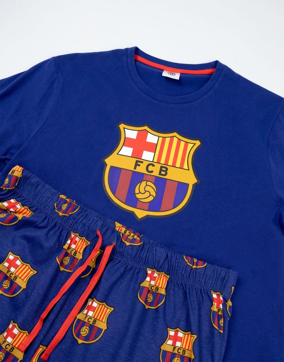 Vanilla Underground FC Barcelona Logo Black Short Sleeve Long Leg Pyjama Set