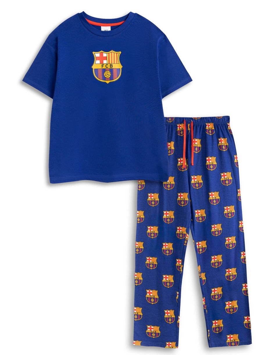 Vanilla Underground FC Barcelona Logo Black Short Sleeve Long Leg Pyjama Set