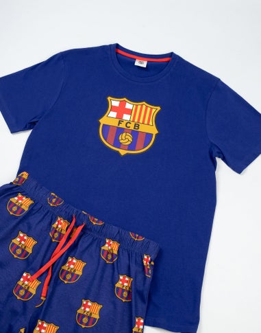 Vanilla Underground FC Barcelona Logo Black Short Sleeve Long Leg Pyjama Set