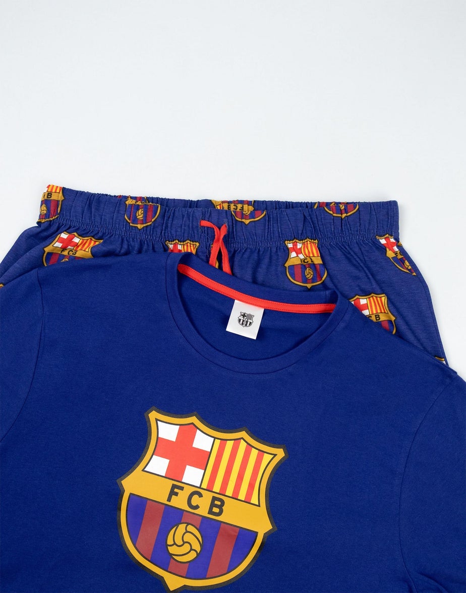 Vanilla Underground FC Barcelona Logo Black Short Sleeve Long Leg Pyjama Set