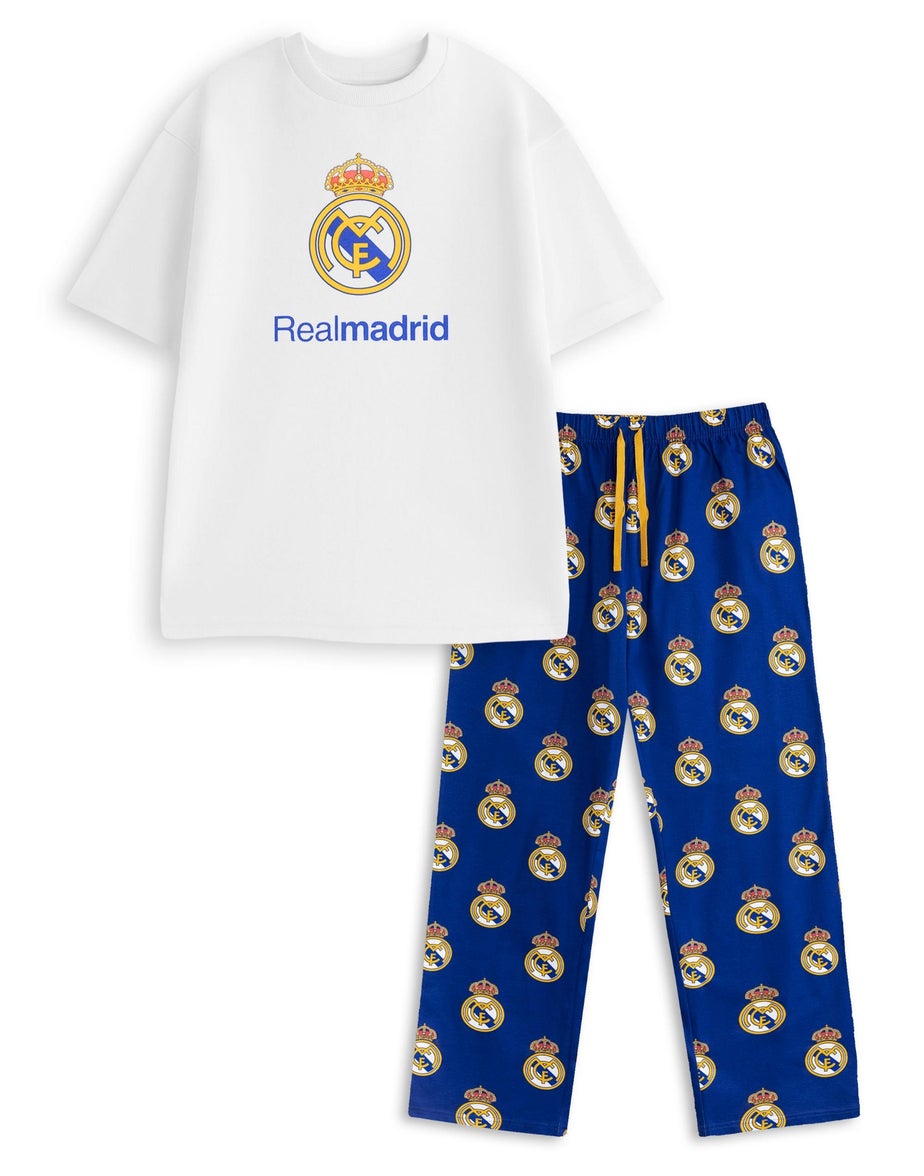 Vanilla Underground Real Madrid Logo White Short Sleeve Long Leg Pyjama Set