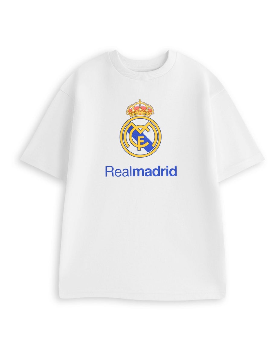 Vanilla Underground Real Madrid Logo White Short Sleeve Long Leg Pyjama Set